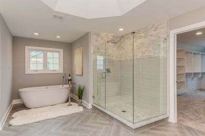 Open Walk-in Shower with Frameless Glass